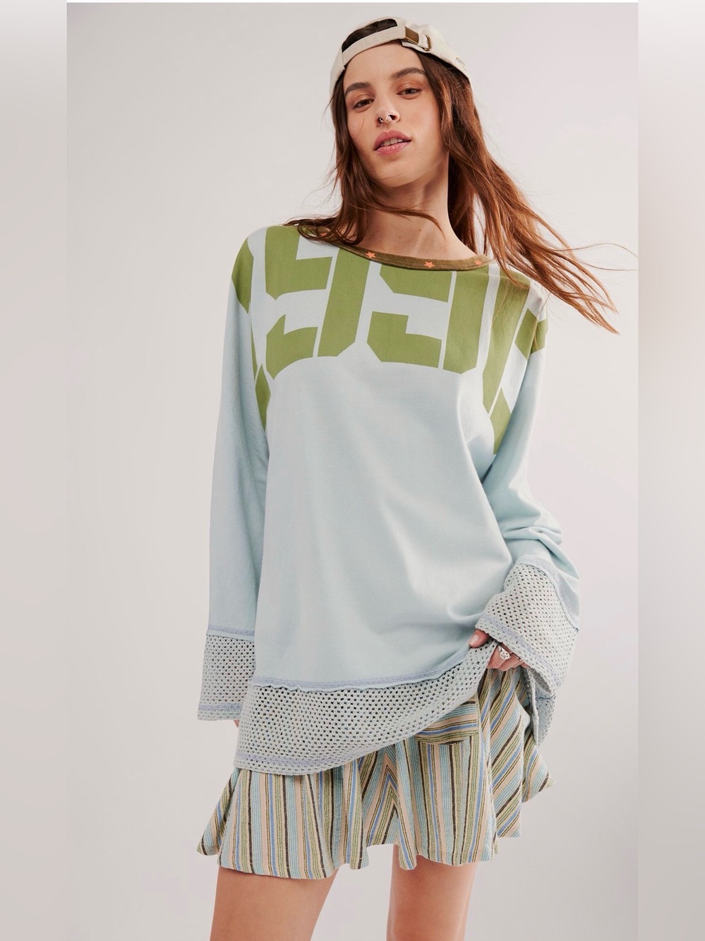 Free People We The Free Courtside Tee Graphic Long Sleeve M